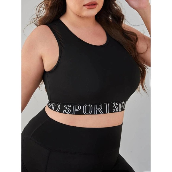 NWOT Shein Plus High Support Letter Graphic Mesh Insert Sports Bra Size: 2XL - Picture 5 of 10